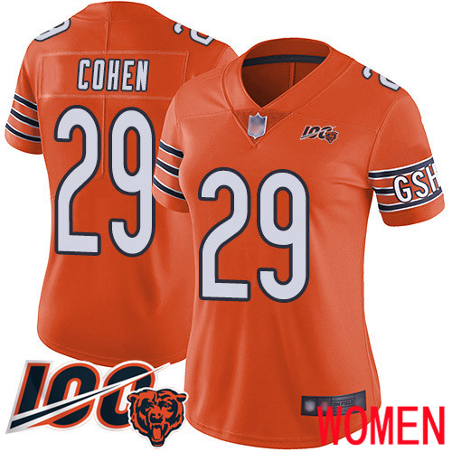 Chicago Bears Limited Orange Women Tarik Cohen Alternate Jersey NFL Football #29 100th Season